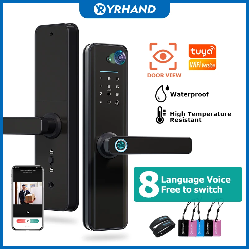 Умный Замок YRHAND Tuya с Wi-Fi Электронная Водонепроницаемая дверная фурнитура