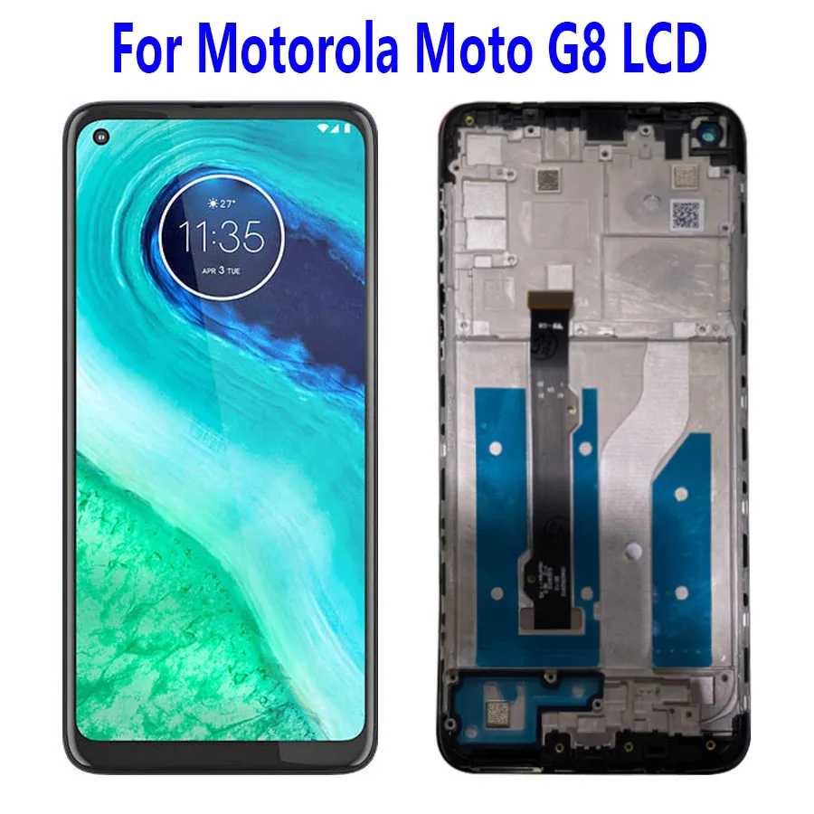 

ЖК-дисплей для Motorola Moto G8 с сенсорным экраном 6,4 дюйма, дигитайзер с датчиком в сборе, замена для Moto G8, ЖК-дисплей с рамкой 6,4 дюйма, оригинал