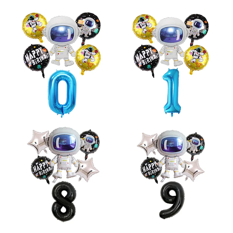 

6 Pcs Astronaut Rocket Galaxy Aluminum Foil Balloons Birthday Decorations for Baby Shower Number Balloons Globos 2023
