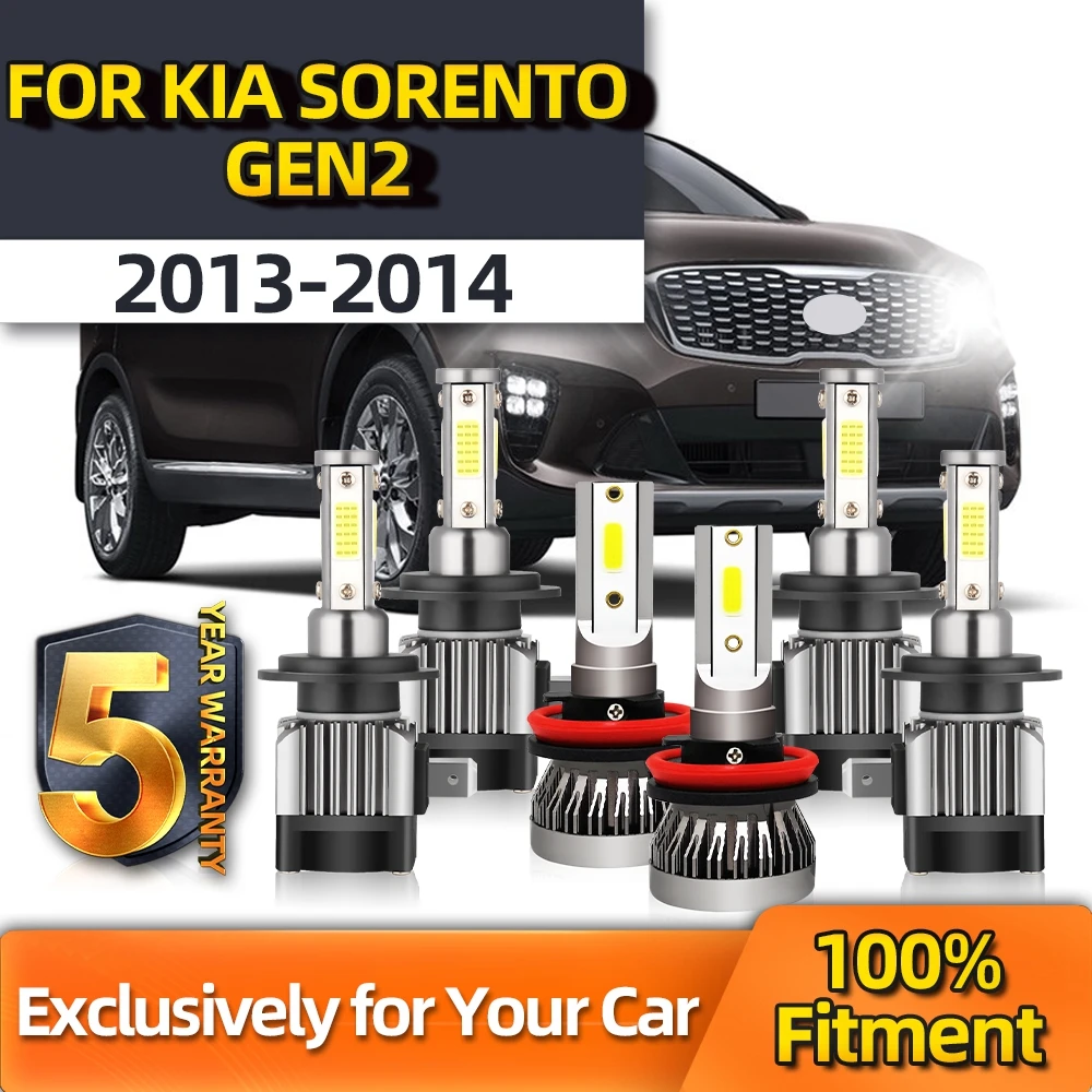 

Crossfox LED Headlight Plug-N-Play Bulbs For Kia Sorento Gen2 High Beam H7 Low Beam H7 Fog Lamp H8 110W Turbo Year 2013 2014