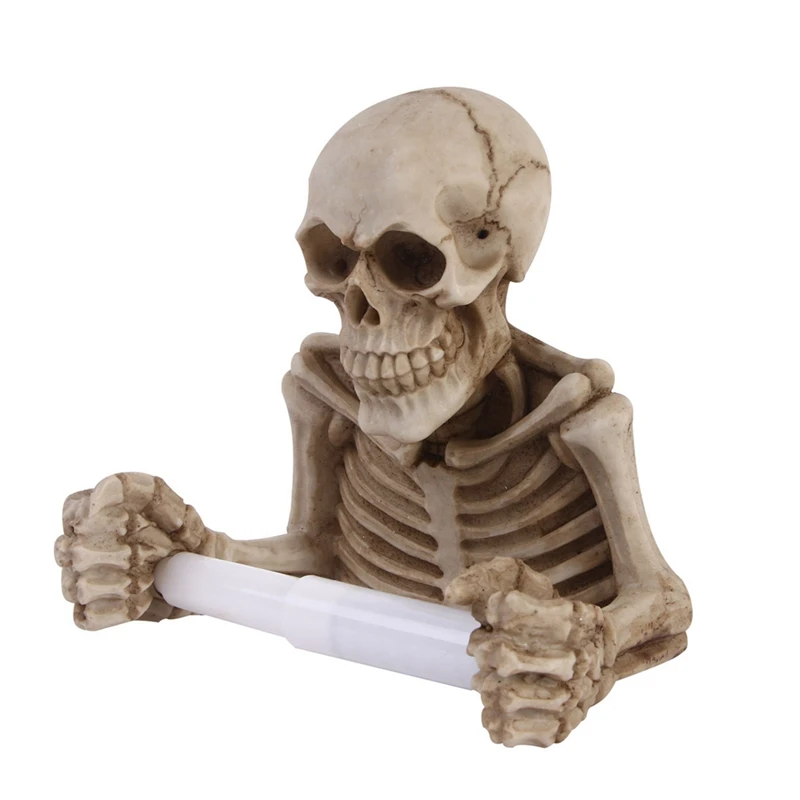 

Skull Paper Holder Club Wall Hanging Props Wall Mount Skeleton Roll Paper Stand Halloween Party Decoration