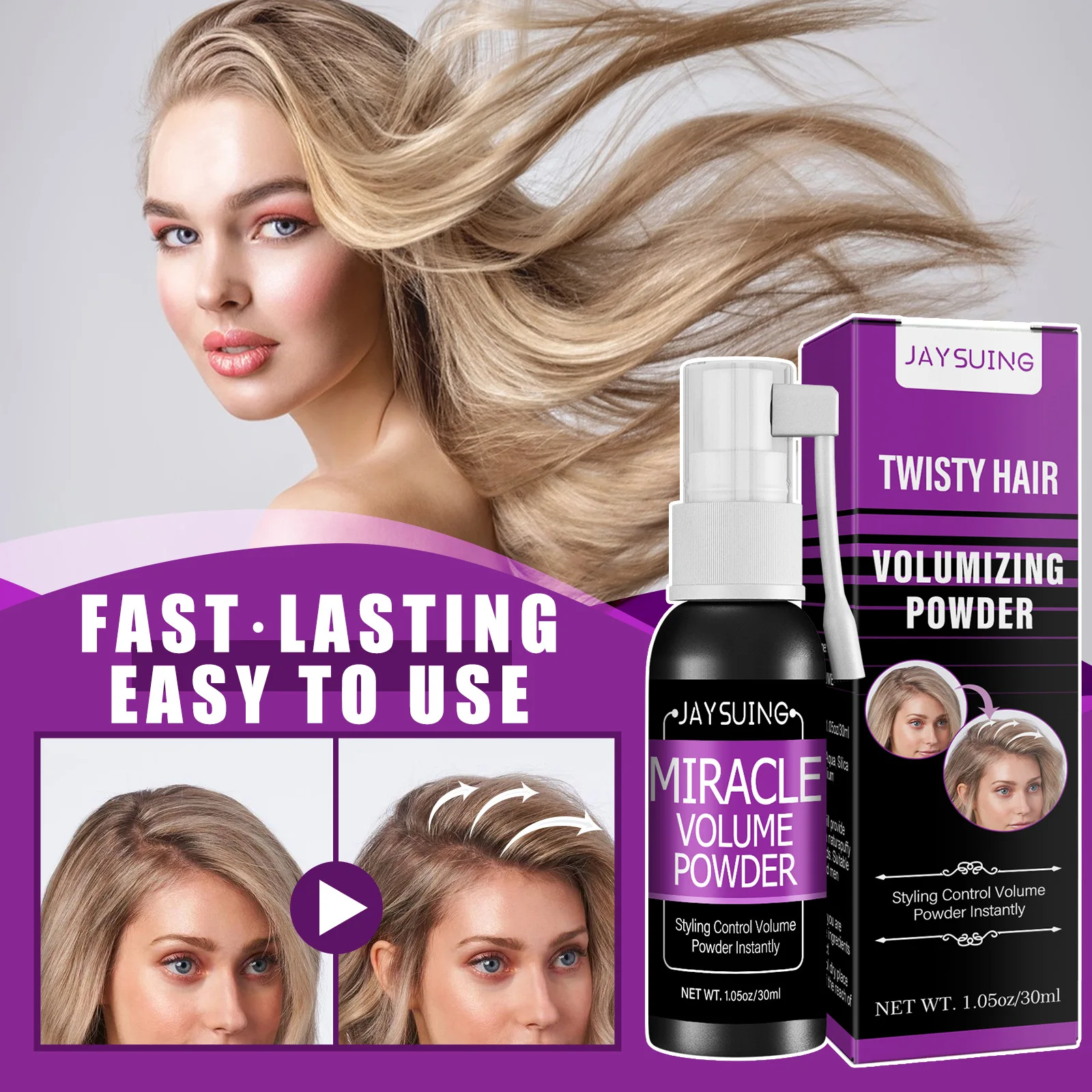 

JAYSUING Hair Fluffy Spray To Remove Oil Wash-free Refreshing Air Lazy Oil-controlled Dry Hair Lasting Styling 30ml