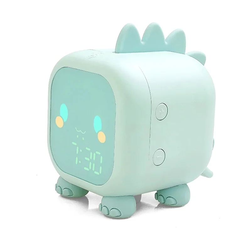 

Милый умный будильник в форме динозавра со светодиодной подсветкой, с отображением температуры и голосовым управлением, цифровое украшени...