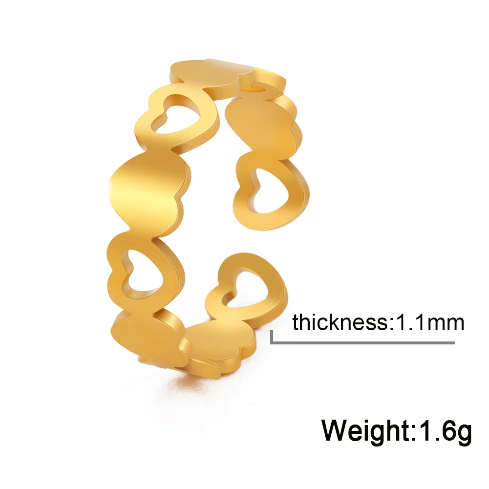 Teamer эстетическое Сердце Открытое кольцо для женщин золотой цвет богемы из