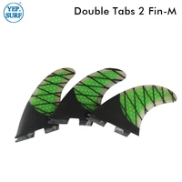 surfboard fins double tabs 2 fin size m green color sup accessories fiberglass honeycomb for surfing