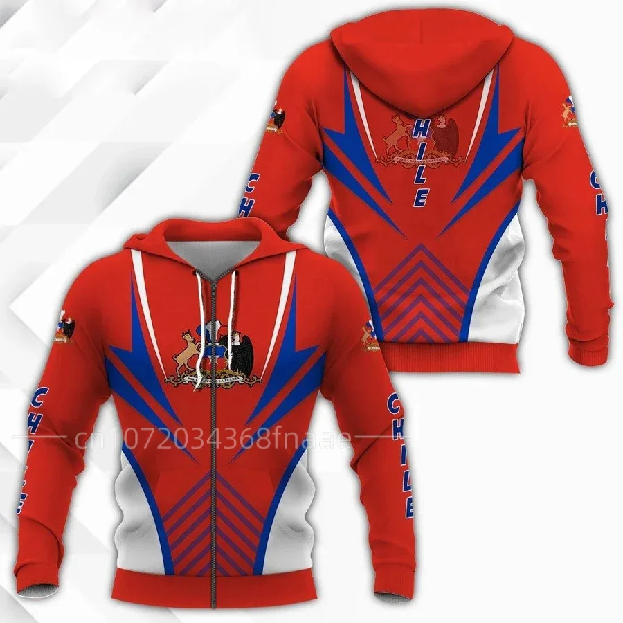 

Худи с 3D-принтом в виде флага Чили, толстовка на молнии, нарукавник, мужская и женская толстовка, новинка 2023