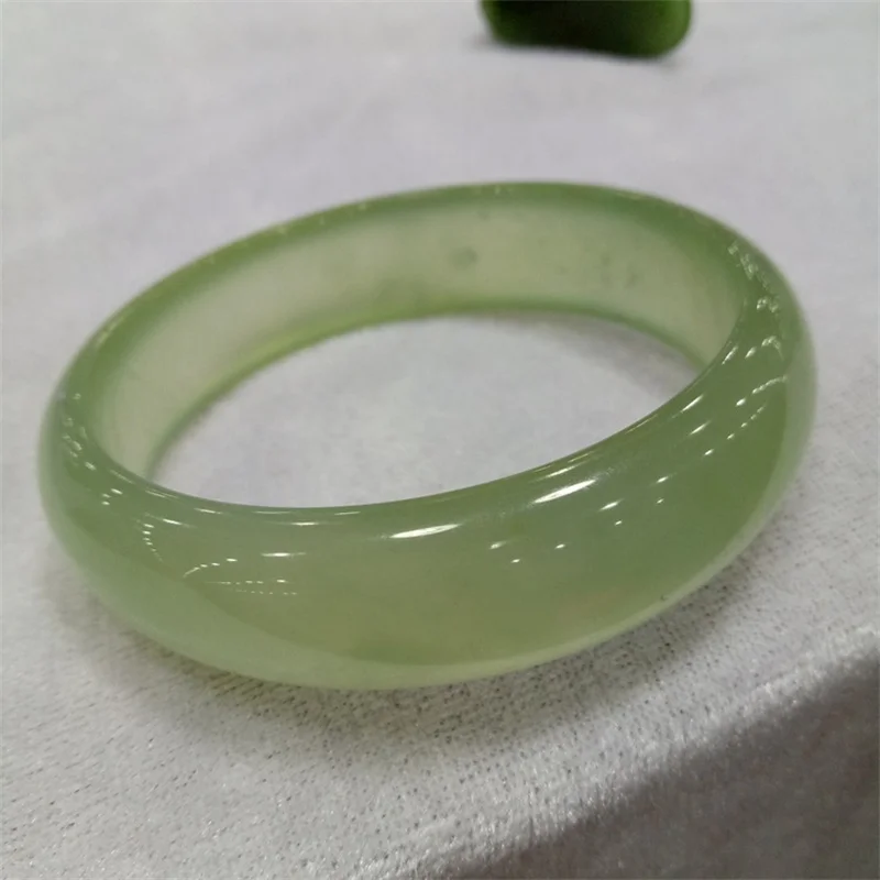 

Hot selling natural hand-carved Light green under Jade Bangle56-62mm fashion Accessories Men Women Luck Gifts Amulet for