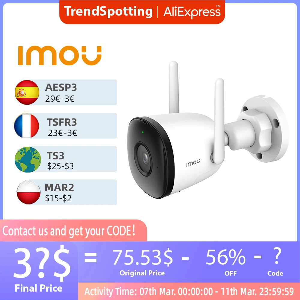 

Dahua imou 4MP 2MP Bullet 2C Wifi Camera Automatic Tracking Weatherproof AI Human Detection Outdoor Surveillance ip Camera