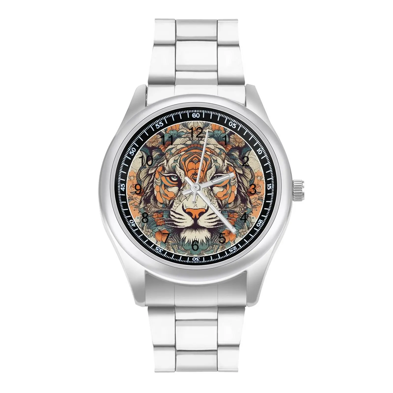 

Tiger Quartz Watch Mandala Animal Design Simple Wrist Watch Stainless Good Quality Gym Teens Wristwatch