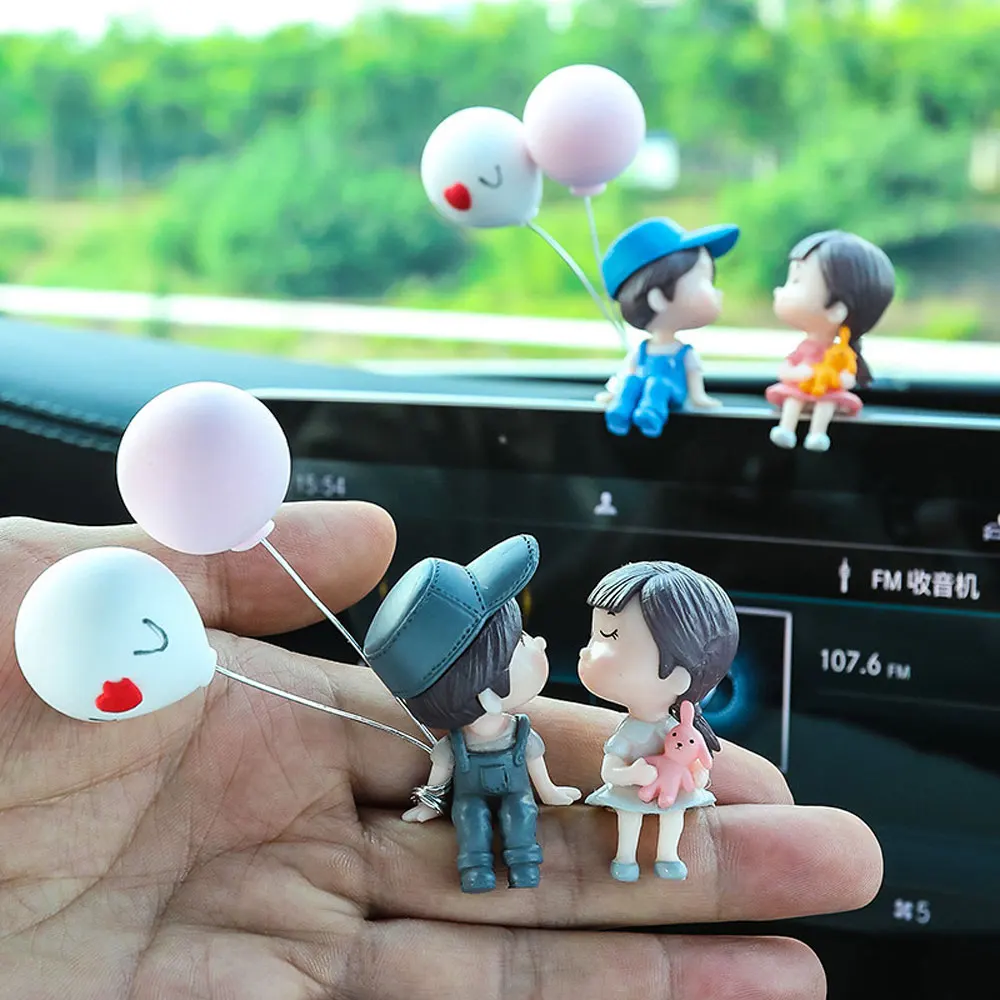2023 Car Decoration Cute Cartoon Couples Action Figure Figurines Balloon Ornament Auto Interior Dashboard Accessories for Girls