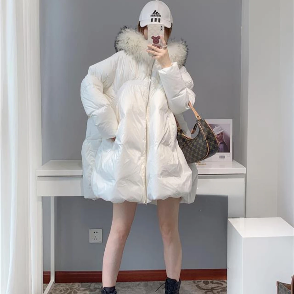 New Winter Coat for Women 2022 Down Jackets Parkas Jacket Hooded Coats Fur Collar Korean Fashion Warm Loose