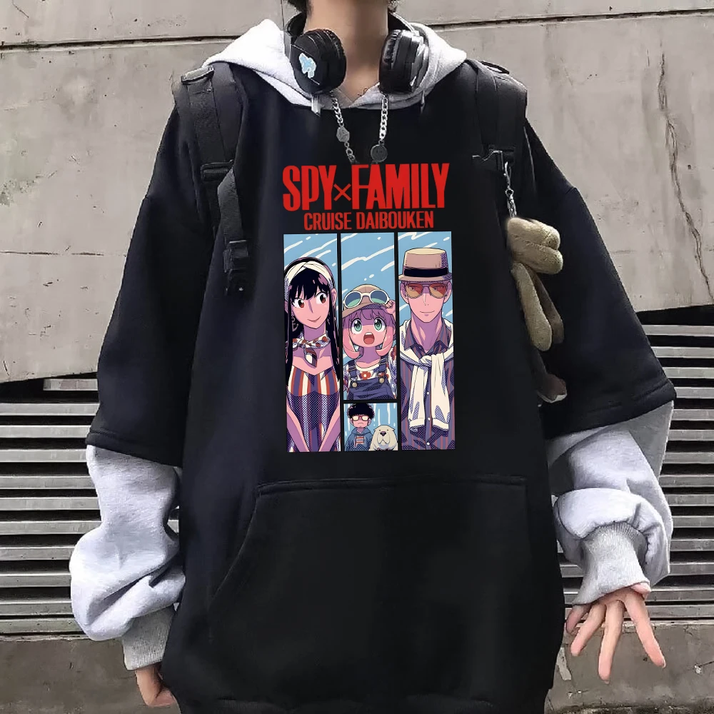 

Anya Spy x Family Hoodie Yor and Loid Anime Character Graphic Patchwork Sweatshirts Bond Forger Kawaii Dog Hoodies for Men/women