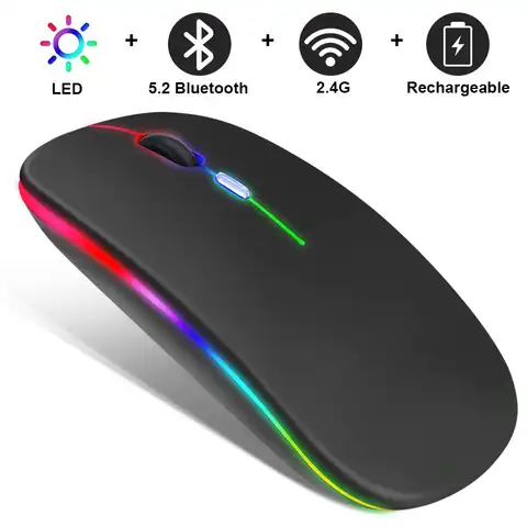 Мышь компьютерная беспроводная аккумуляторная с RGB-подсветкой и светодиодный кой Bluetooth