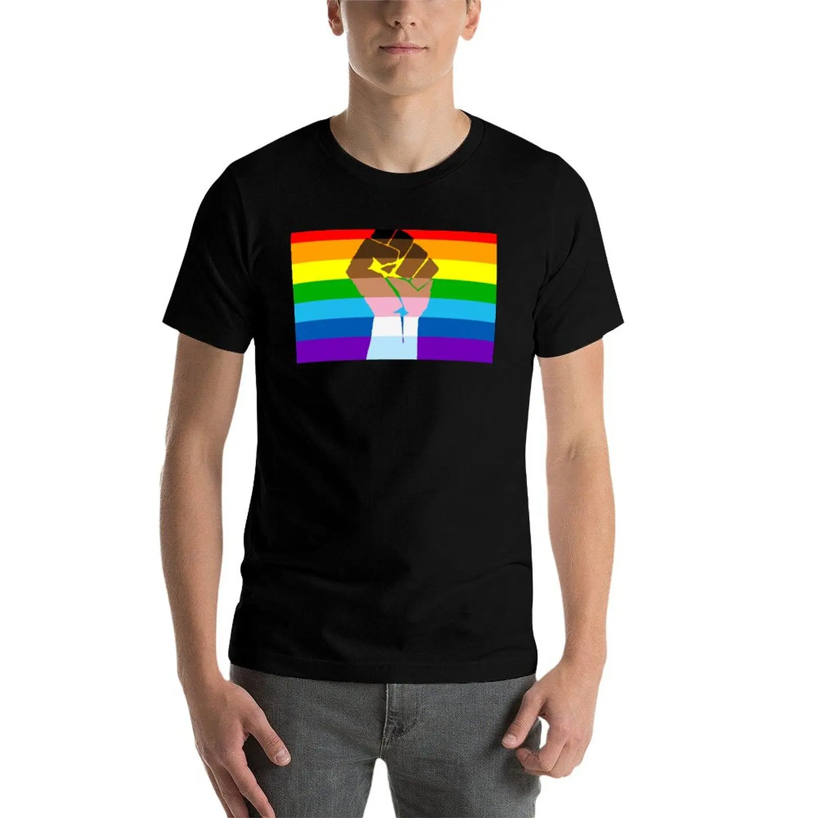 Фото Футболка Intersectional Egalitarian Rainbow Fist, быстросохнущая спортивная футболка больших размеров №3