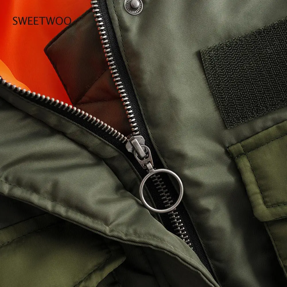 Women Fashion Basic Loose Padded Bomber Jacket Coat Vintage Long Sleeve Zipper Warm Female Outerwear Chic Tops Tide Slim 2022