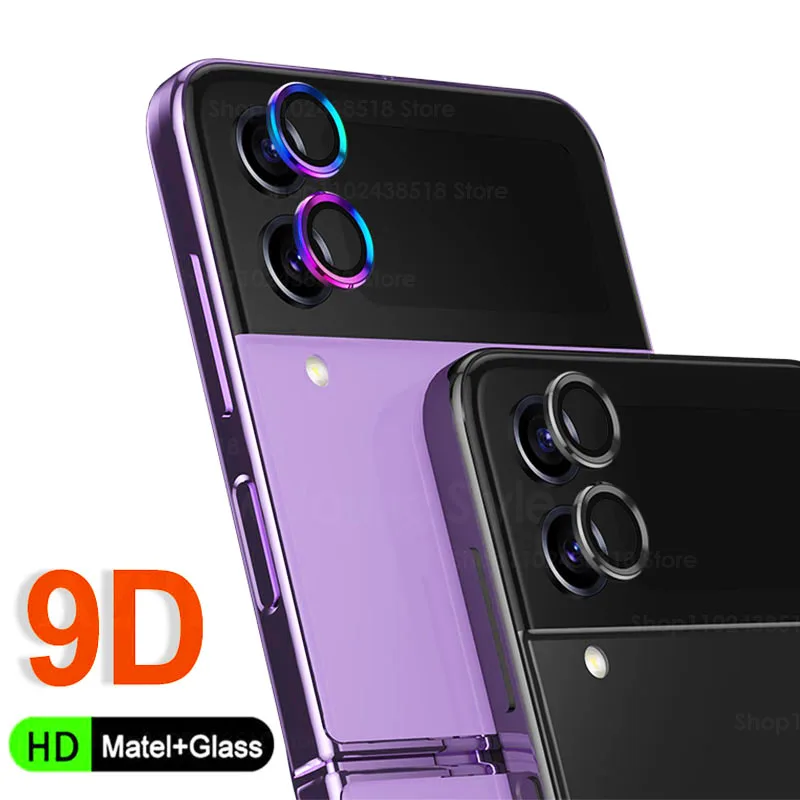 Металлический защитный чехол для объектива камеры 9D для Samsung Z Flip 4 Flip4, защитное кольцо для заднего объектива, закаленное стекло для Z Flip 5 Flip5G