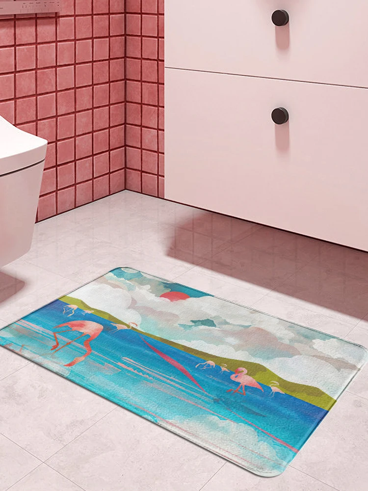 Flamingo Custom Beach Door Mat Hallway Balcony Kitchen Mats Anti-slip Rug Living Room Bathroom Carpet Doormats Bath |