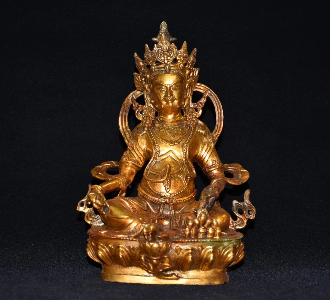 

Модная китайская Изысканная Статуя Бога удачи из чистой меди, позолоченная статуя Будды, украшение для гостиной, мебель, украшение