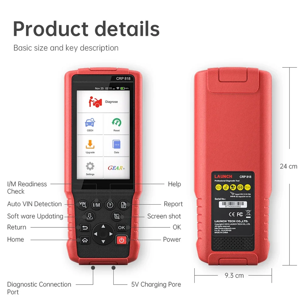 Фото Диагностический сканер Launch X431 CRP818: Мощный инструмент с поддержкой OBD2, полной диагностики систем, сброса ABS, ETS, DPF, REG, TPMS, кодирования инжекторов №5