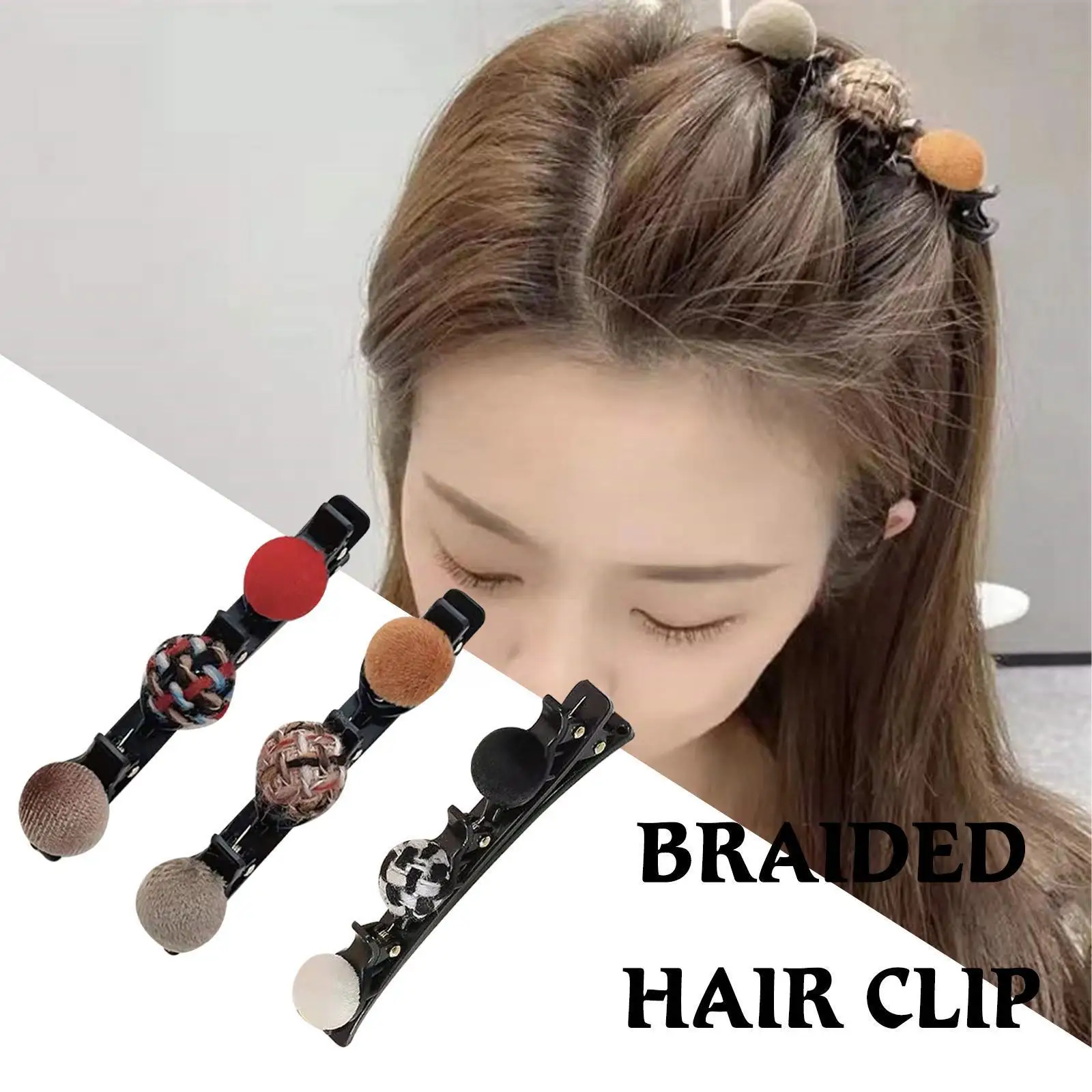 

Flocked Bangs Hair Clip Black Headwear Women Cute Barrettes Fashion Braided Hairgrip Hairpins Hair Accessories Alice H7j3