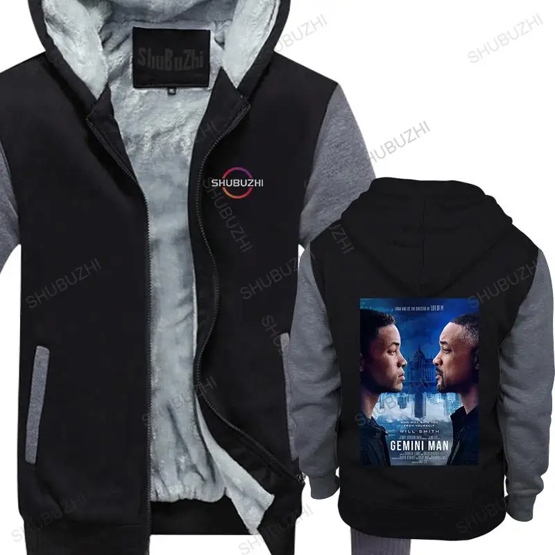 

men winter warm black casual hoody zipper cool Gemini Man Will Smith Poster unisex high quality hoodies jacket coat thick tops