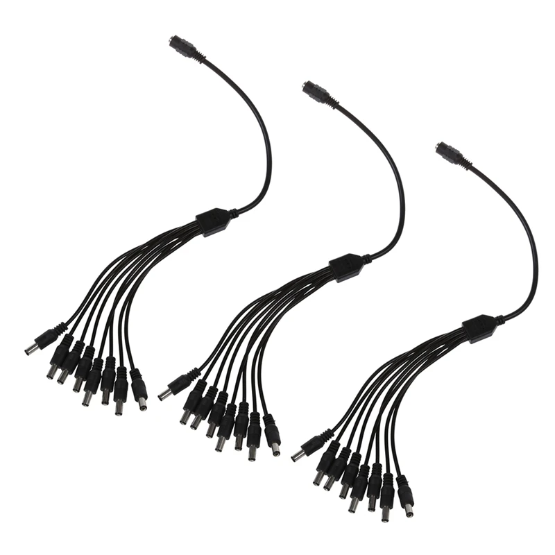 

3X Cable Connector Power Divider 1 Plug To 8 Jack Female To Male