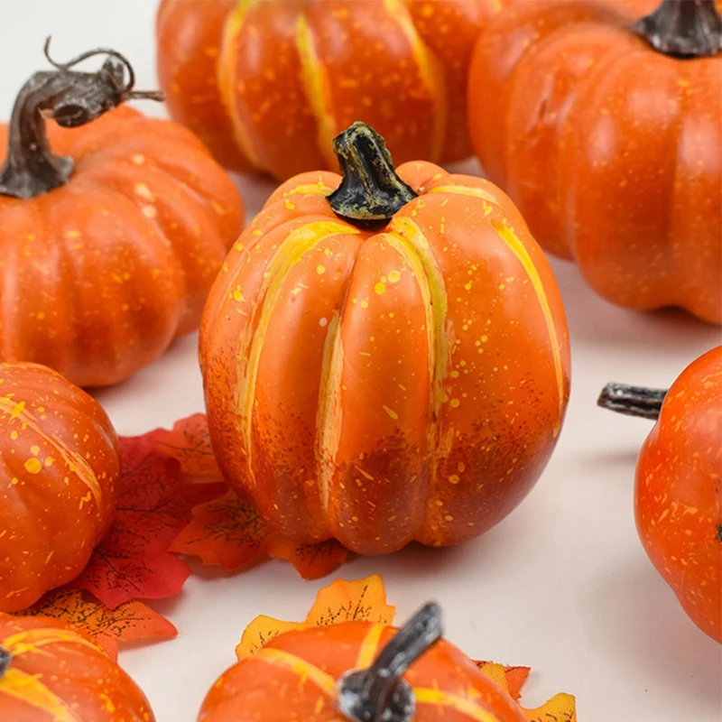 8 Pcs Artificial Pumpkins Assorted Fake Simulation Pumpkin For Halloween Thanksgiving Party Home Decoration |