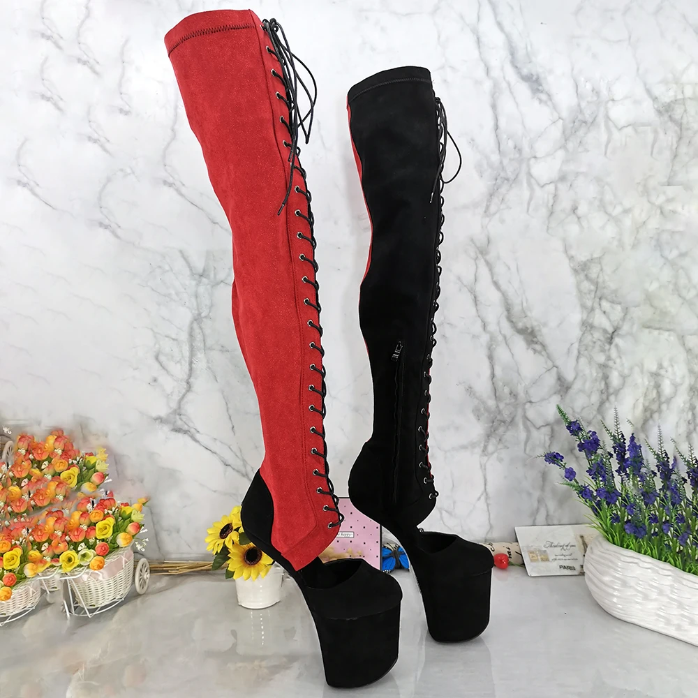 Leecabe Lace Up Ankle Boots Sexy Exotic Pole Dance Stripper young trend fashion color matching shoes