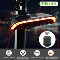 meilan bicycle light dual laser wireless control rear light bluetooth 4 0 smart turn brake detection scooter bike led tailight