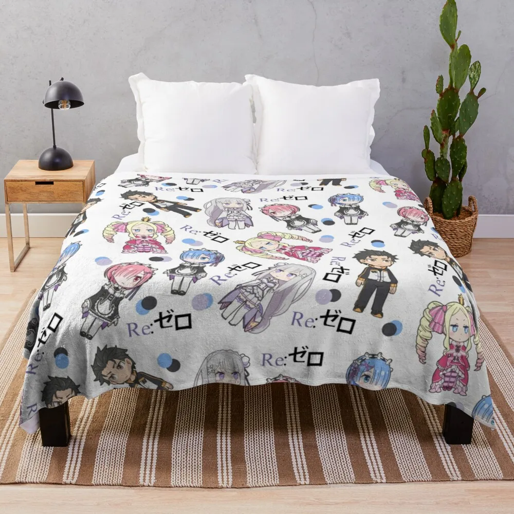 

Дизайнерское одеяло Re:Zero В Стиле Аниме Chibi, очень большое одеяло, одеяло для гигантского дивана, детское одеяло