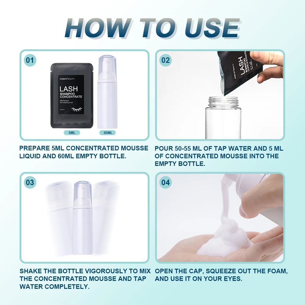 10 шт. 5 мл DAMMAN наращивание ресниц концентрированный мусс очищающий шампунь для