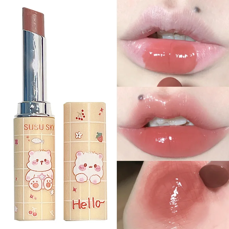 Crystal Jelly Lipstick Peach Tea Color Lip Gloss Waterproof Lasting Moisturizing Lighten Lip Lines 6 Colors Lip Balm Cosmetics