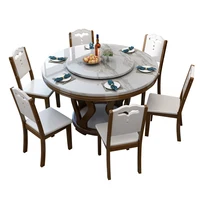 Nordic marble table modern simple round table chair combination household table 10 people 12 people solid wood table