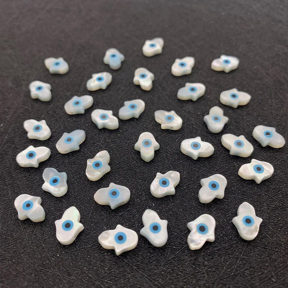 

Natural Seawater Shell Beads Hand of Fatima Beads for Jewelry DIY Making Necklace Bracelet Earring Palm Shape Evil Eye Charms