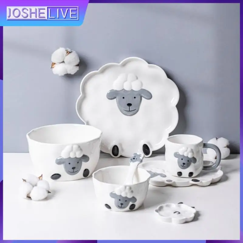 

Little Sheep Tableware Ceramic Tableware Dishes Cute Animal Bowl Tableware Set Porcelain Dinnerware Dinner Plate Kitchen Set