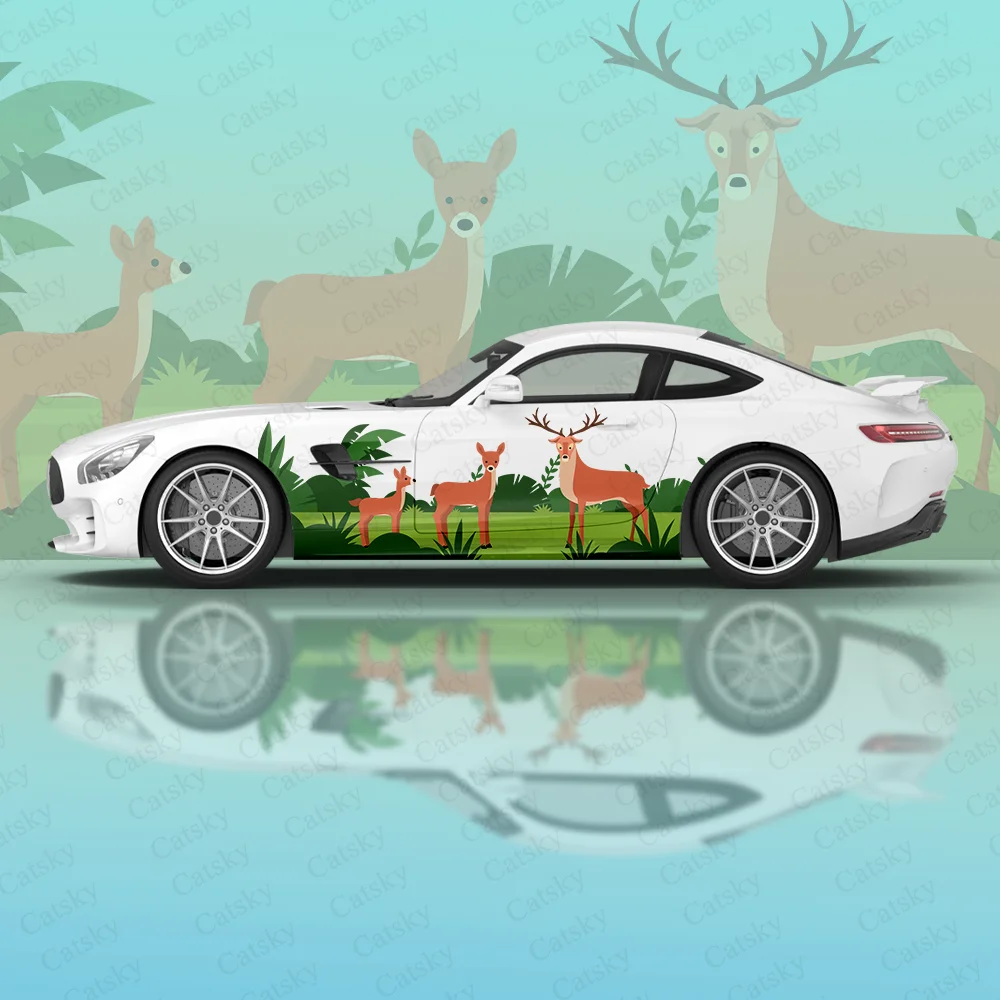 

Cartoon Animal Lover Car Accessory Full Wrap Sticker Car Decal Decorative Cut Body Racing Graphic Decal Vinyl Wrap Modern Design