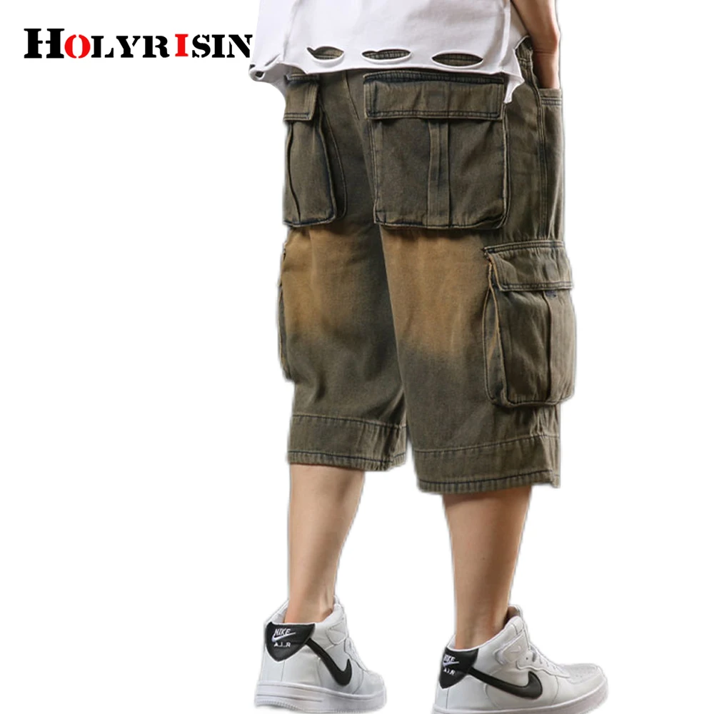 

Holyrising Men's Denim Shorts Cargo Multi-pocket Baggy Jeans Shorts Fat Large Size Denim Shorts Plus Size 40 42 44 46 NZ118