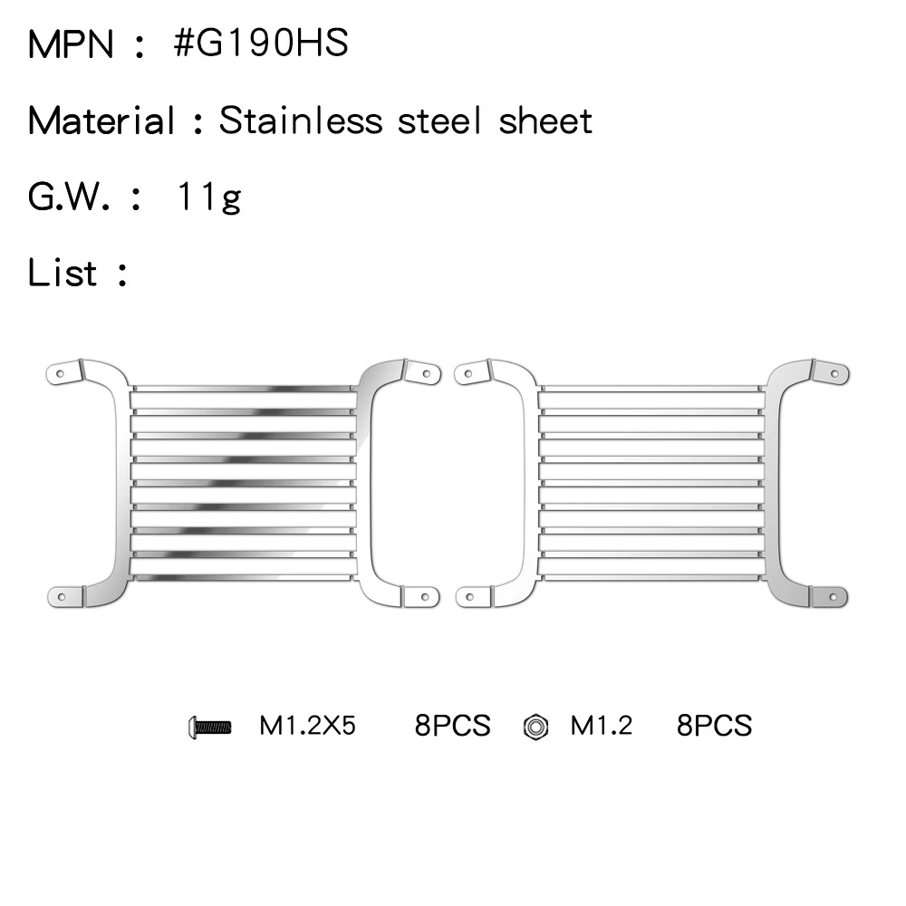 

GRC 1/8 Защитная сетка для переднего абажура из нержавеющей стали, металлическая решетка для фар для H8H Defender, вариант обновления деталей # G190HS/HB
