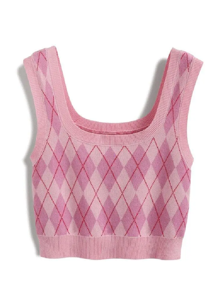 

Трикотажная майка в клетку, в полоску, без рукавов