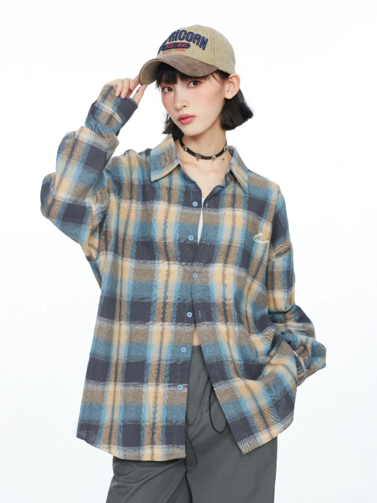 Клетчатые рубашки женские универсальные модные Harajuku в японском стиле с длинными