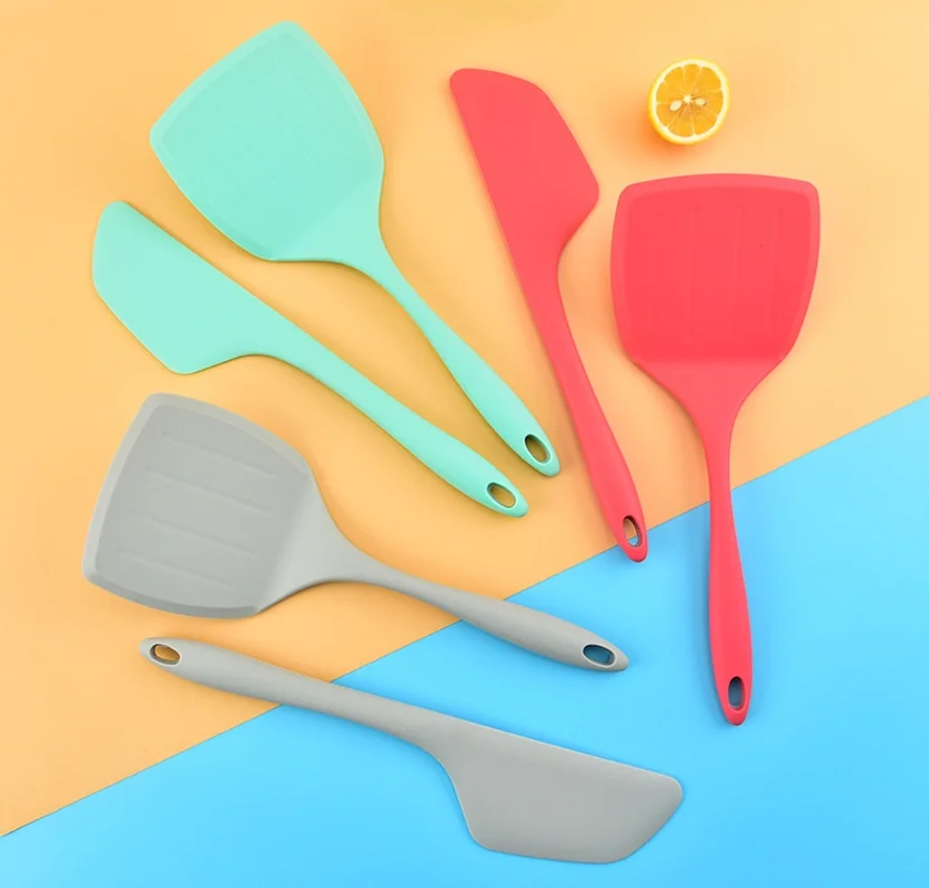 Silicone Spatula Jade Spatula Wide Noodle Silicone Spatula Household Kitchen Fried Fish Spatula Baking Butter Spatula Set