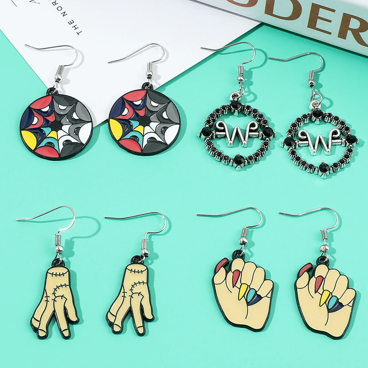 

Wednesday Addams Earrings Horror Thing Hand Rainbow Friends Dangle Pendant Earring for Women Jewelry Accessories Toy Gifts