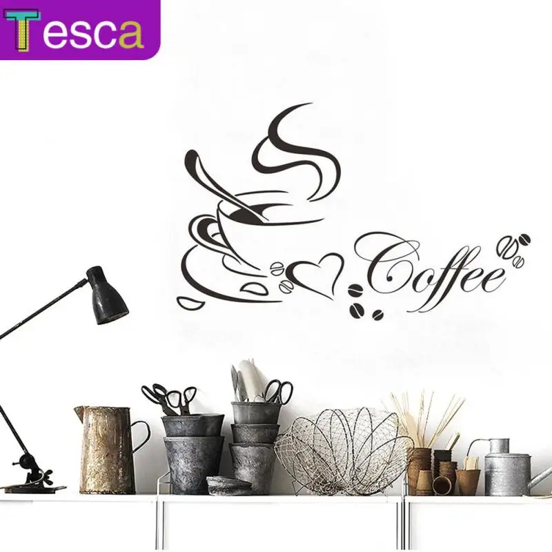

1pc Coffee Cup With Heart Vinyl Quote Restaurant Kitchen Removable Wall Stickers DIY Home Decor Wall Art Home Decor 2021