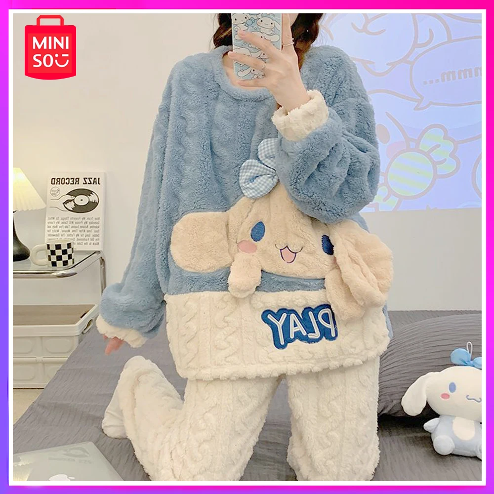 

Miniso Hello Kitty New Winter Nightgown Lovely Student Ins Coral Velvet Thickened Can Be Worn Outside for Girls Christmas Gift