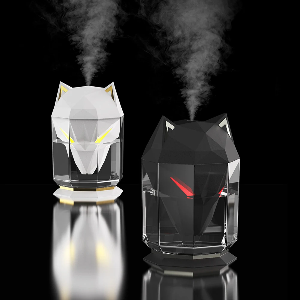 

600ML Wolf Air Humidifier USB Electric Aroma Essential Oil Diffuser Portable Cool Mist Sprayer With LED Light for Home Office