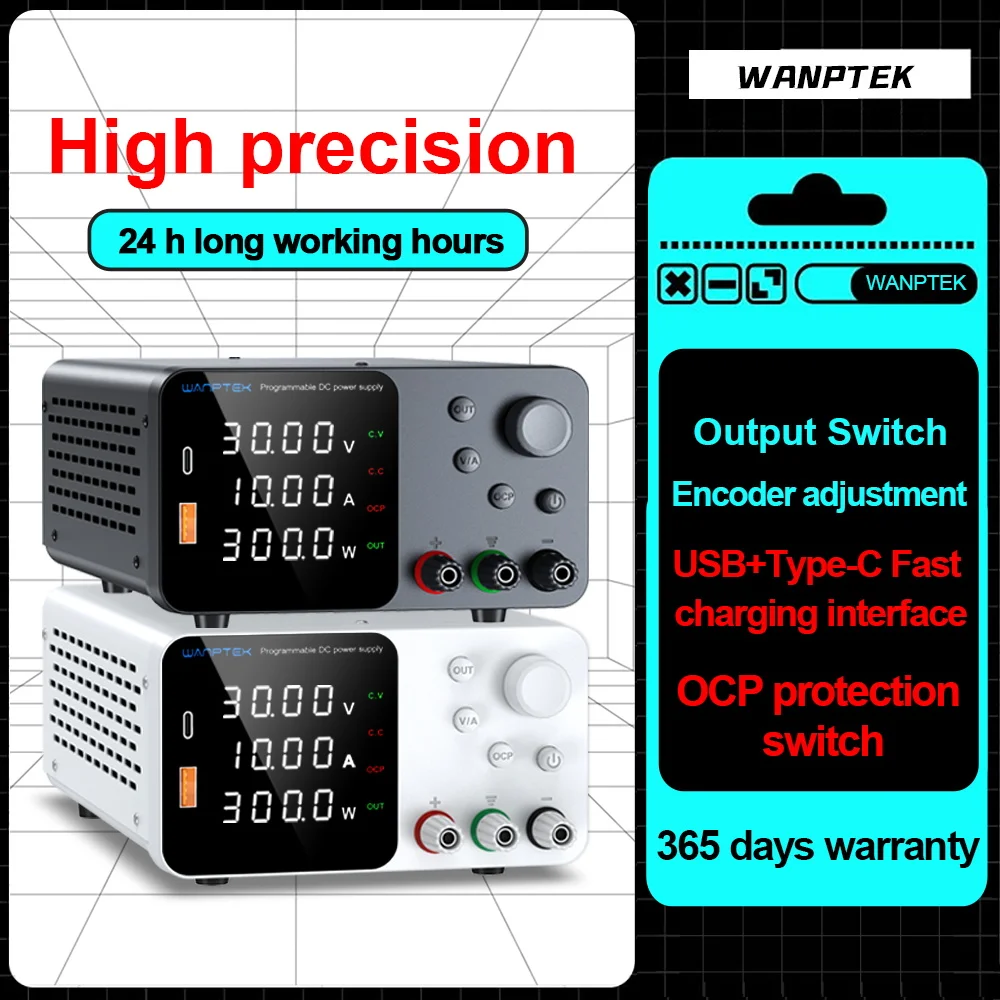 

Wanptek DC Laboratory Power Supply 30V 10A Encoder Adjustment Voltage Regulator Bench Switching Power Supply Adjustable 60V 5A