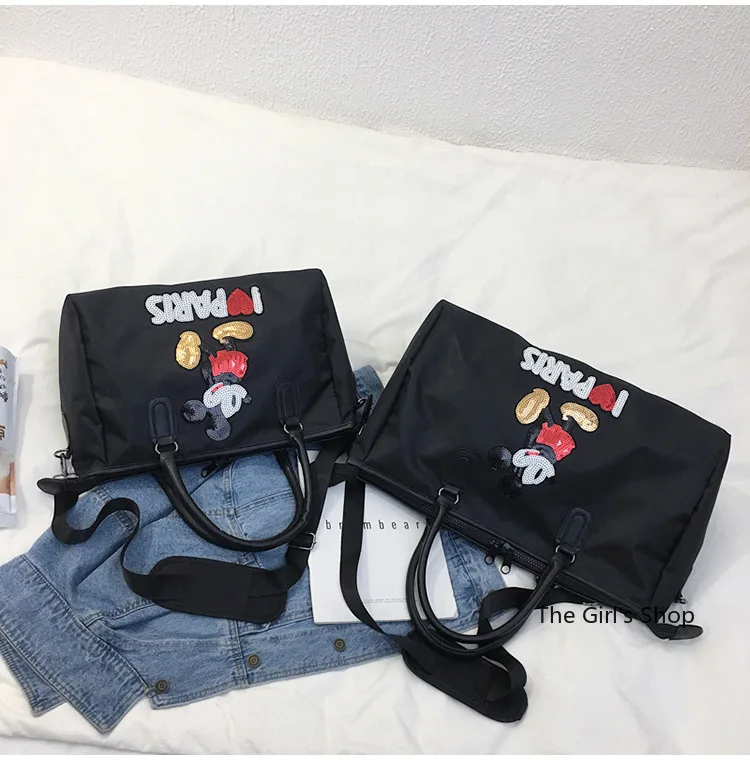 Disney New Women's Travel Bag Luxury Fashion Fitness Luggage Bag Oxford Cloth High Quality Men's and Women's Travel Tote Bag