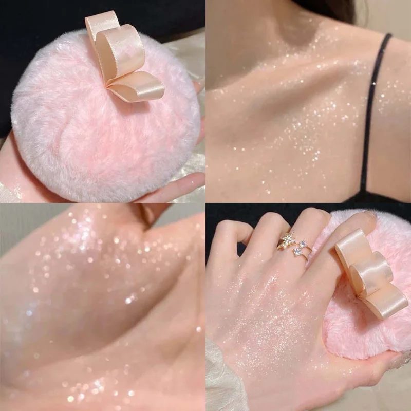 

2-in-1 Plush Highlight Ball Makeup Plush Powder Puff Face Brightening and Body Repairing Setting Loose Powder Sponge Cosmetics
