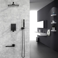 bathroom shower set blackbrushed gold square rainfall shower faucet wall or ceiling wall mounted shower mixer 12 shower head