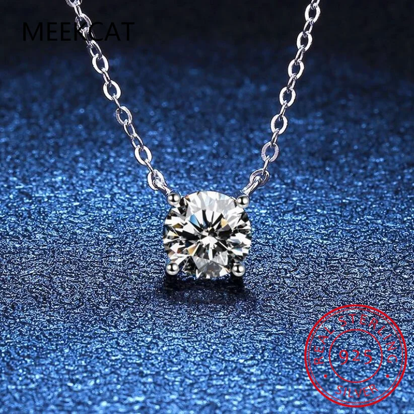 1/2/3/5 карат круглой огранки D Moissainte бриллиантовый кулон ожерелье с 4 когтями